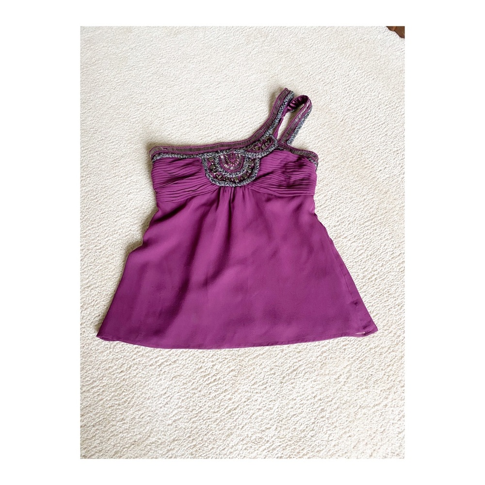 Bebe One shoulder silk top Small